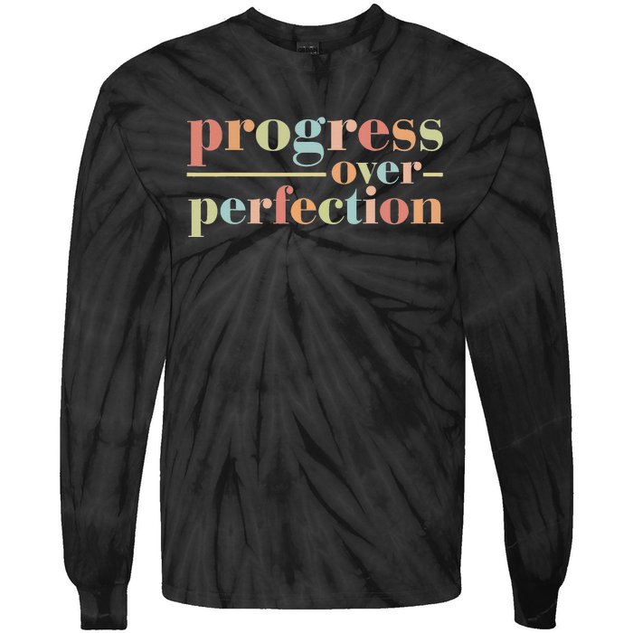 Progress Over Perfection Back to School Teacher Tie-Dye Long Sleeve Shirt