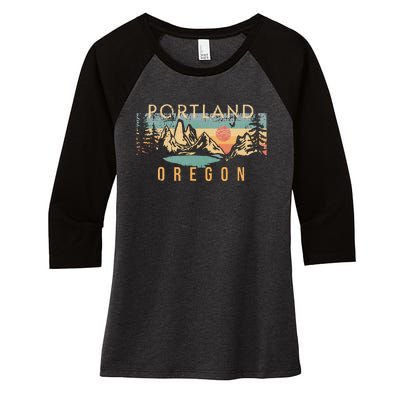 Portland Oregon Women's Tri-Blend 3/4-Sleeve Raglan Shirt