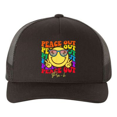 Peace Out PreK Graduation Smile Retro Face Yupoong Adult 5-Panel Trucker Hat