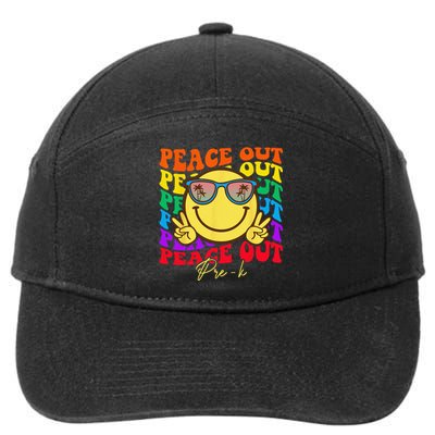 Peace Out PreK Graduation Smile Retro Face 7-Panel Snapback Hat