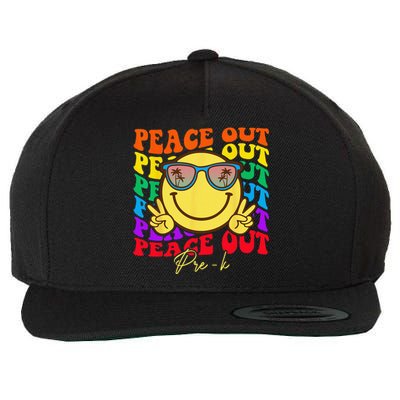 Peace Out PreK Graduation Smile Retro Face Wool Snapback Cap