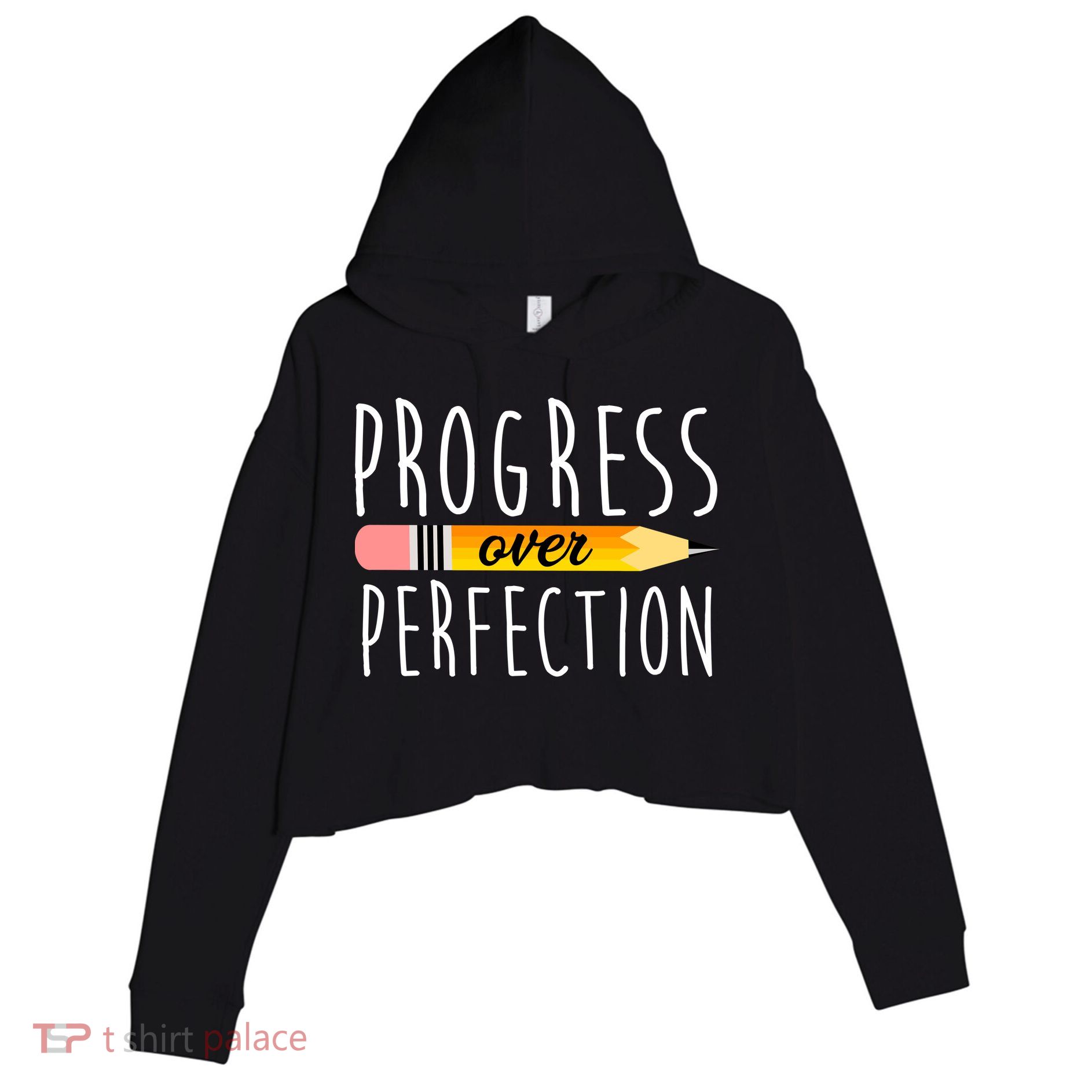Progress Over Perfection Crop Fleece Hoodie