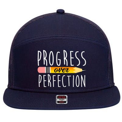 Progress Over Perfection 7 Panel Mesh Trucker Snapback Hat