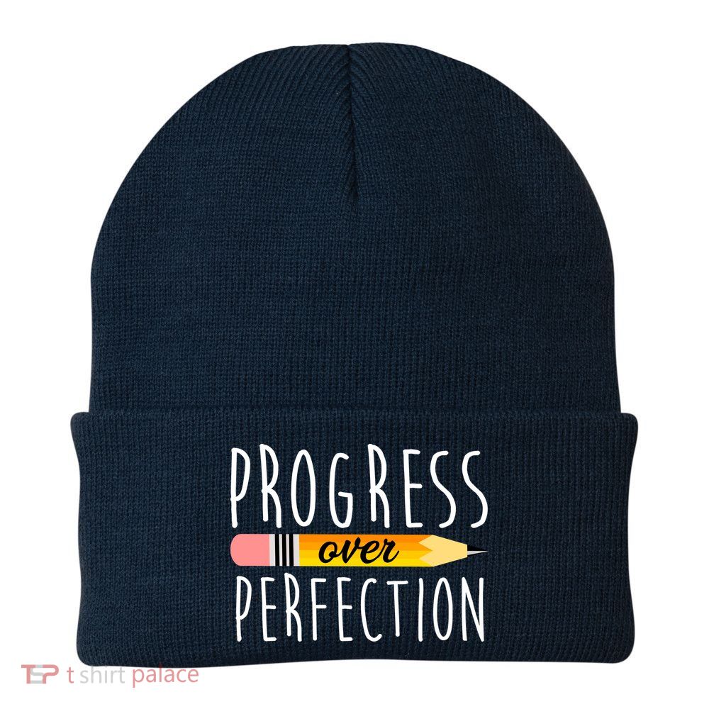Progress Over Perfection Knit Cap Winter Beanie