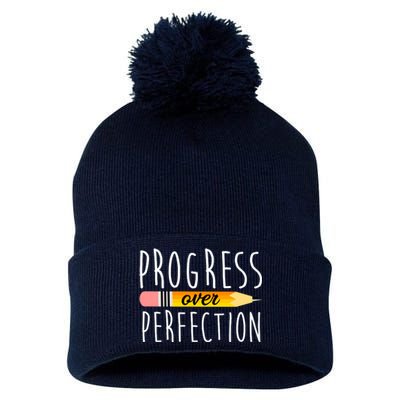 Progress Over Perfection Pom Pom 12in Knit Beanie