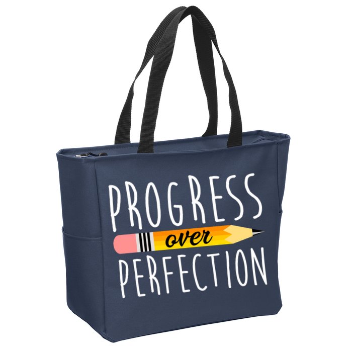 Progress Over Perfection Zip Tote Bag