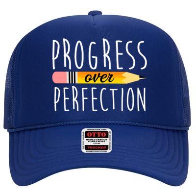 Progress Over Perfection High Crown Mesh Back Trucker Hat