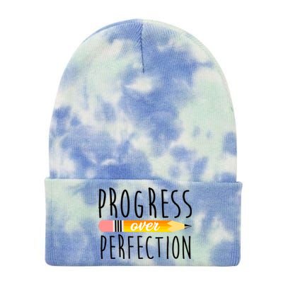 Progress Over Perfection Tie Dye 12in Knit Beanie