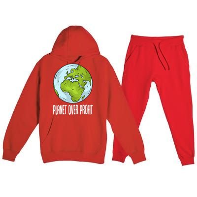 Planet Over Profit Recycle Save The Environt Earth Day Gift Premium Hooded Sweatsuit Set