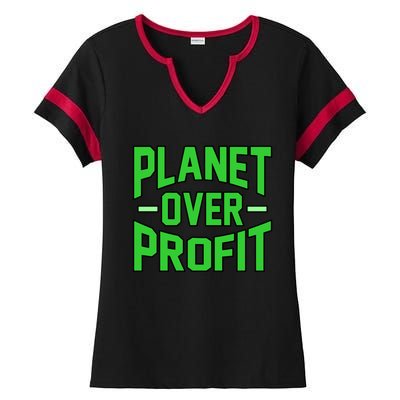 Planet Over Profit Save Earth Day Support Graphic Gift Ladies Halftime Notch Neck Tee