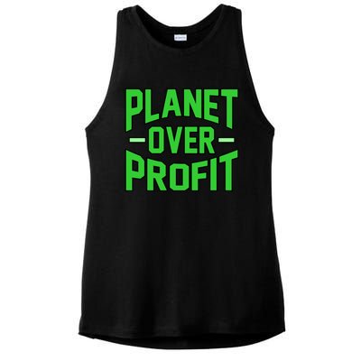 Planet Over Profit Save Earth Day Support Graphic Gift Ladies PosiCharge Tri-Blend Wicking Tank