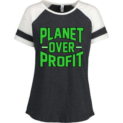 Planet Over Profit Save Earth Day Support Graphic Gift Enza Ladies Jersey Colorblock Tee