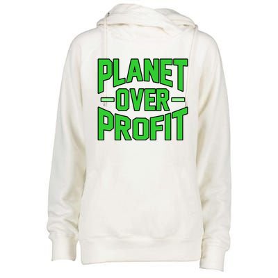 Planet Over Profit Save Earth Day Support Graphic Gift Womens Funnel Neck Pullover Hood