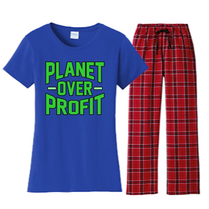 Planet Over Profit Save Earth Day Support Graphic Gift Women's Flannel Pajama Set