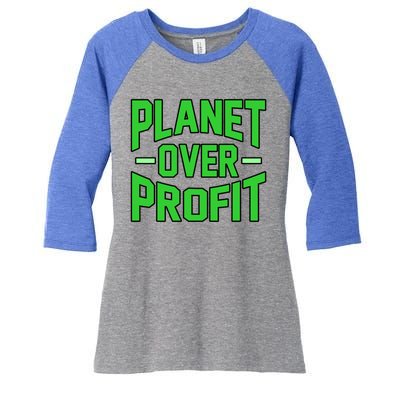 Planet Over Profit Save Earth Day Support Graphic Gift Women's Tri-Blend 3/4-Sleeve Raglan Shirt