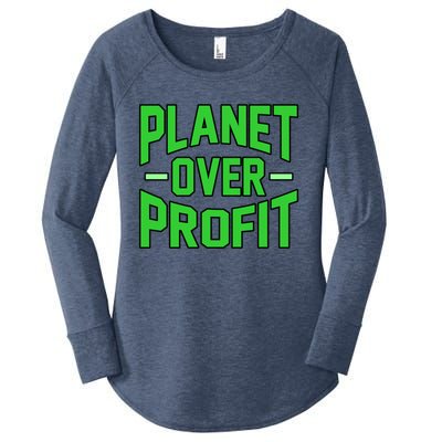 Planet Over Profit Save Earth Day Support Graphic Gift Women's Perfect Tri Tunic Long Sleeve Shirt