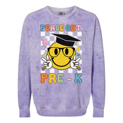 Peace Out Pre K Last Day Of School Smile Face Teachers Colorblast Crewneck Sweatshirt