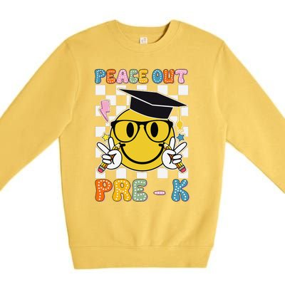 Peace Out Pre K Last Day Of School Smile Face Teachers Premium Crewneck Sweatshirt