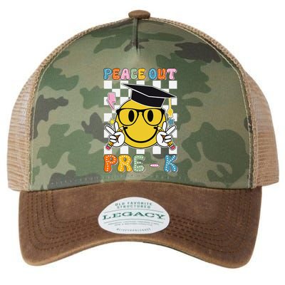 Peace Out Pre K Last Day Of School Smile Face Teachers Legacy Tie Dye Trucker Hat