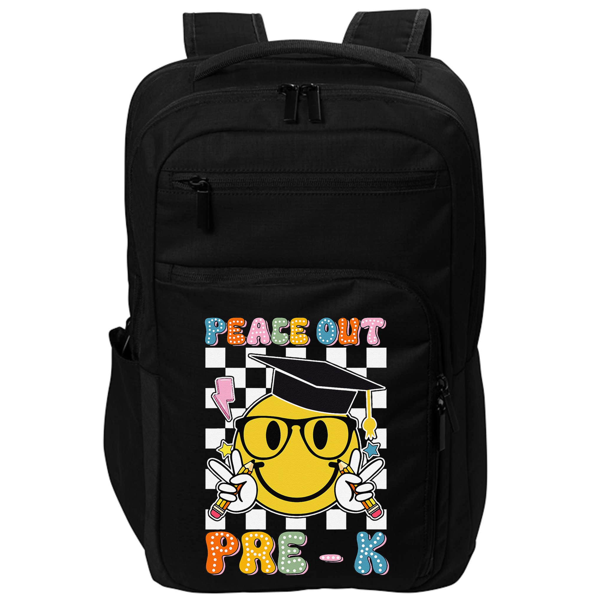 Peace Out Pre K Last Day Of School Smile Face Teachers Impact Tech Backpack