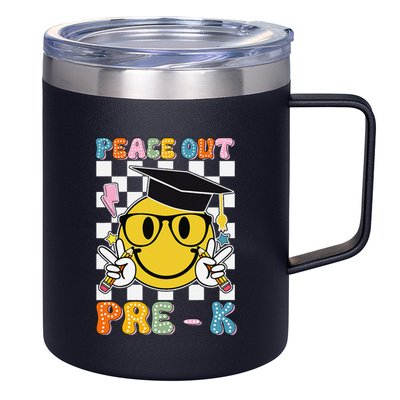 Peace Out Pre K Last Day Of School Smile Face Teachers 12oz Stainless Steel Coffee Mug