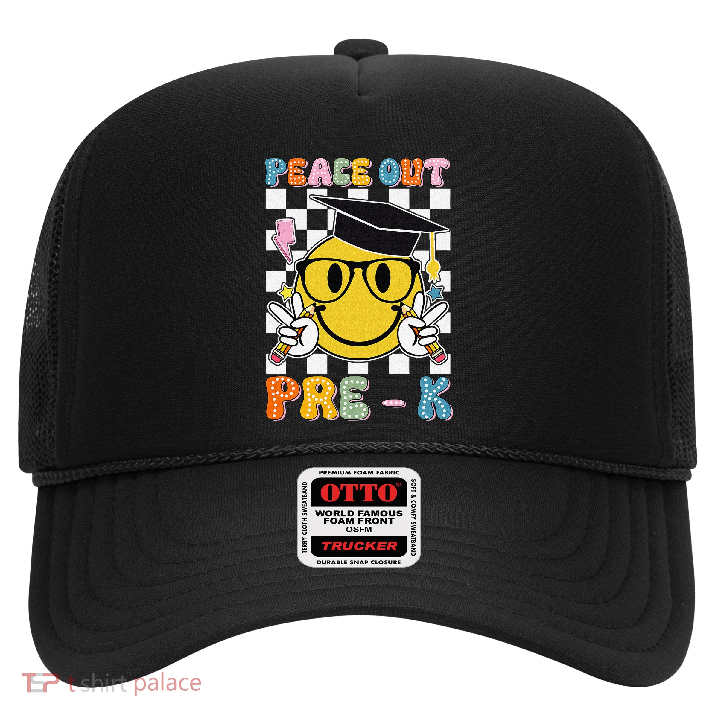 Peace Out Pre K Last Day Of School Smile Face Teachers Trucker Hat