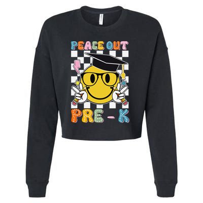 Peace Out Pre K Last Day Of School Smile Face Teachers Cropped Pullover Crew