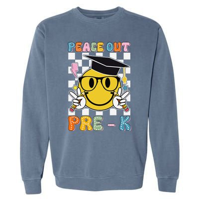 Peace Out Pre K Last Day Of School Smile Face Teachers Garment-Dyed Sweatshirt