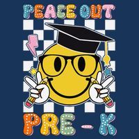 Peace Out Pre K Last Day Of School Smile Face Teachers 7 Panel Mesh Trucker Snapback Hat