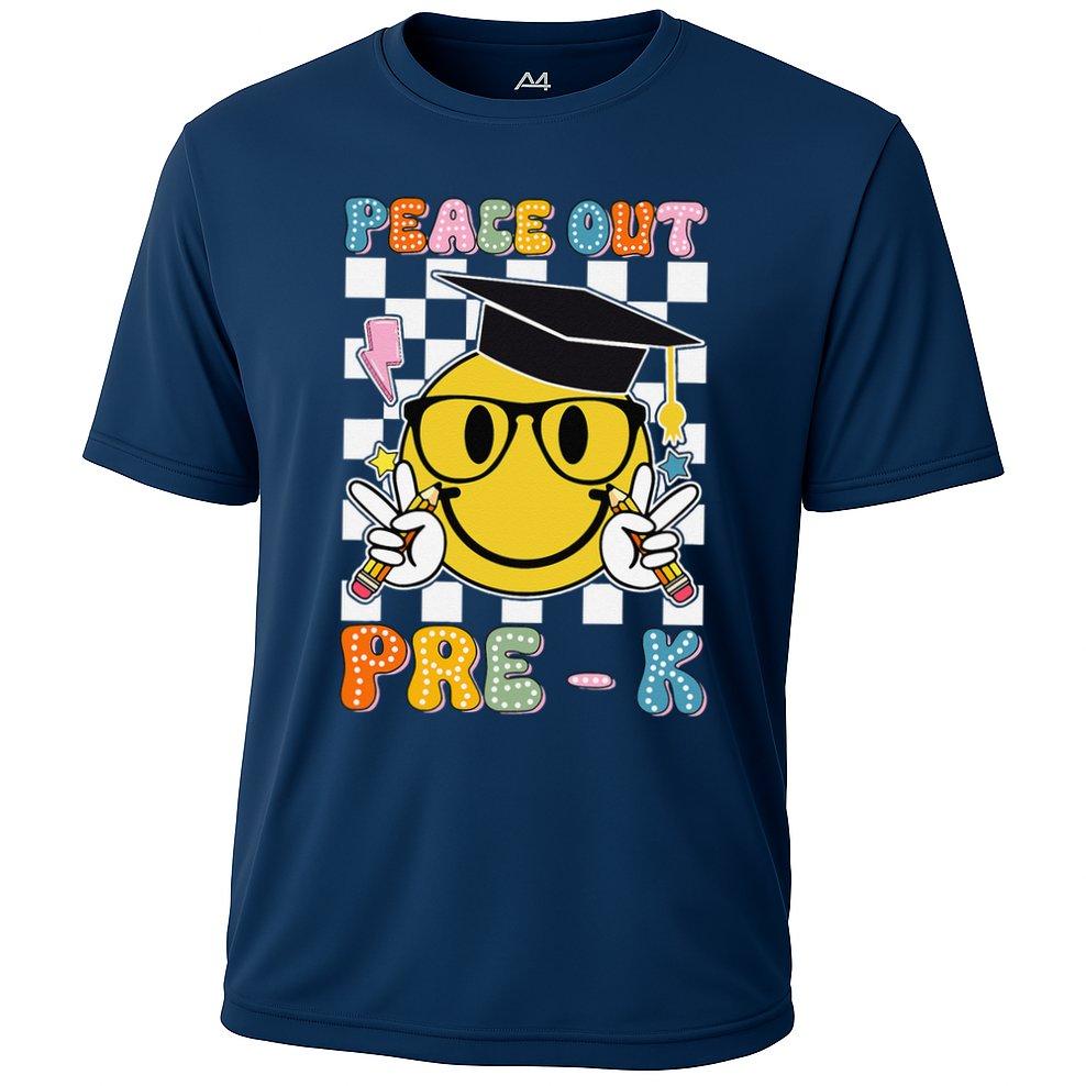 Peace Out Pre K Last Day Of School Smile Face Teachers Cooling Performance Crew T-Shirt