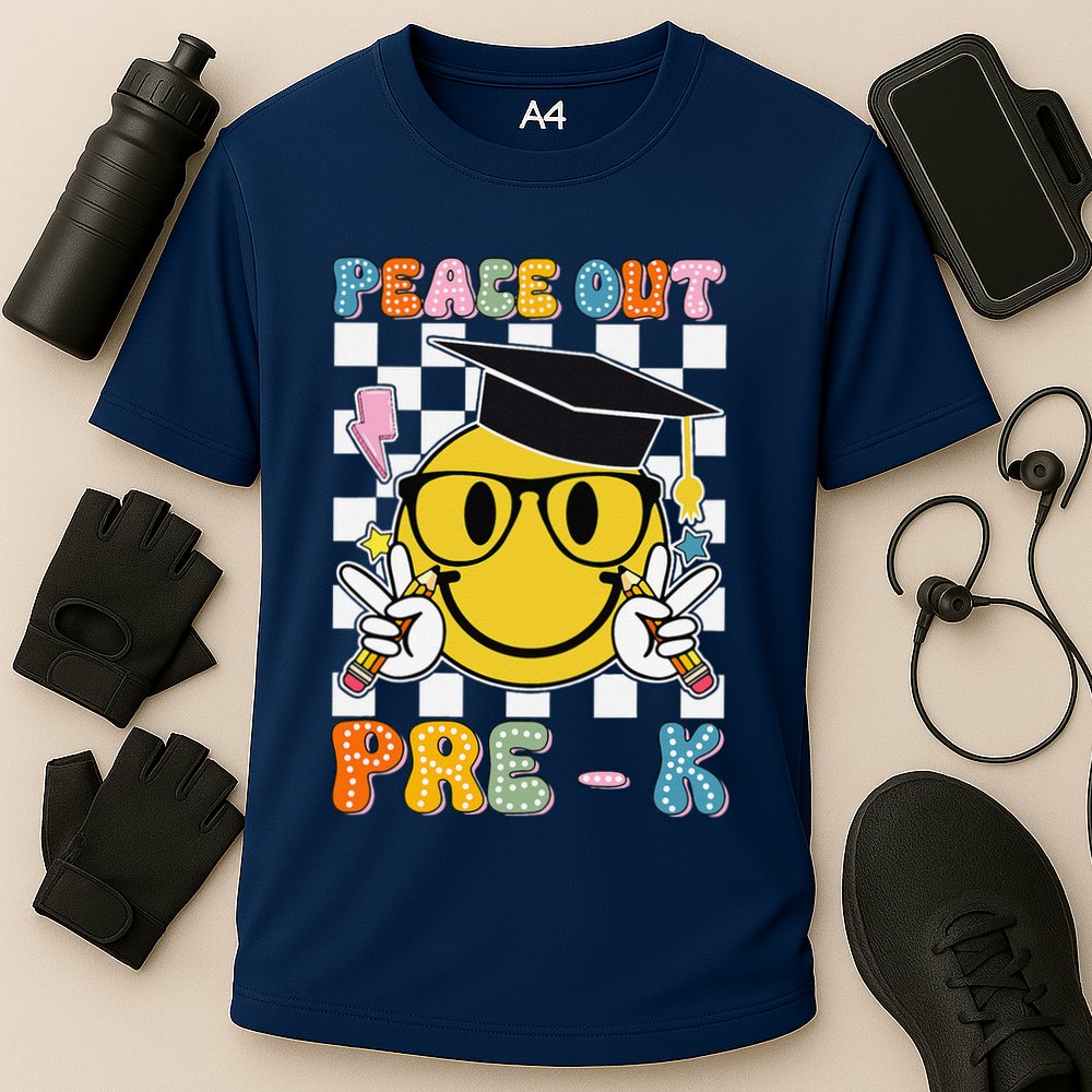 Peace Out Pre K Last Day Of School Smile Face Teachers Cooling Performance Crew T-Shirt