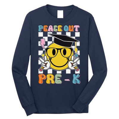 Peace Out Pre K Last Day Of School Smile Face Teachers Long Sleeve Shirt