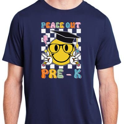 Peace Out Pre K Last Day Of School Smile Face Teachers Adult ChromaSoft Performance T-Shirt