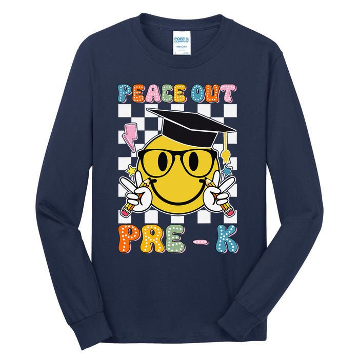 Peace Out Pre K Last Day Of School Smile Face Teachers Tall Long Sleeve T-Shirt