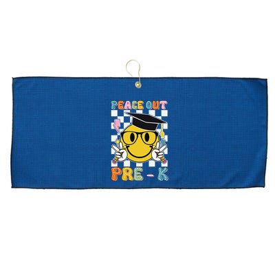 Peace Out Pre K Last Day Of School Smile Face Teachers Large Microfiber Waffle Golf Towel