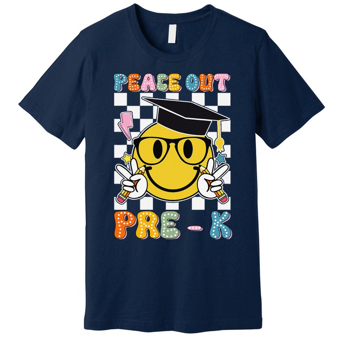 Peace Out Pre K Last Day Of School Smile Face Teachers Premium T-Shirt