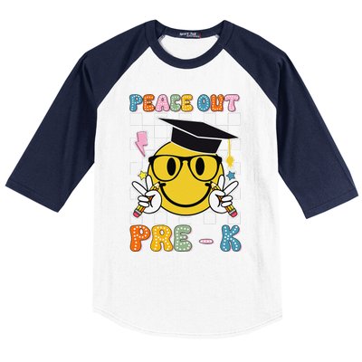 Peace Out Pre K Last Day Of School Smile Face Teachers Baseball Sleeve Shirt