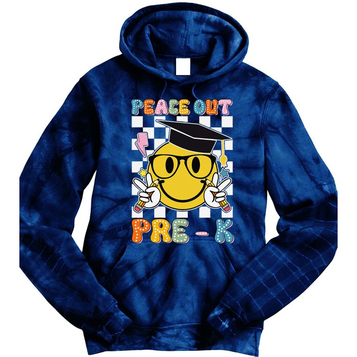 Peace Out Pre K Last Day Of School Smile Face Teachers Tie Dye Hoodie