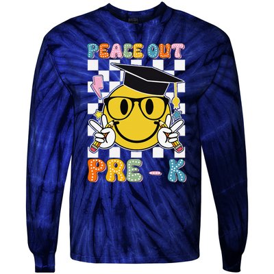 Peace Out Pre K Last Day Of School Smile Face Teachers Tie-Dye Long Sleeve Shirt