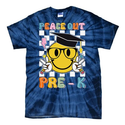 Peace Out Pre K Last Day Of School Smile Face Teachers Tie-Dye T-Shirt