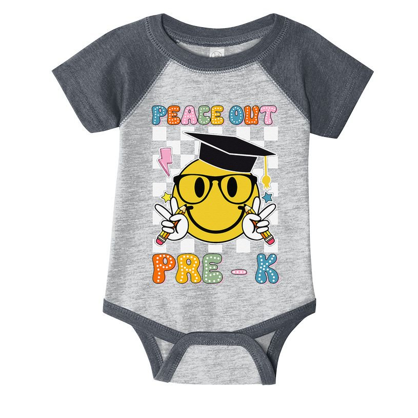 Peace Out Pre K Last Day Of School Smile Face Teachers Infant Baby Jersey Bodysuit
