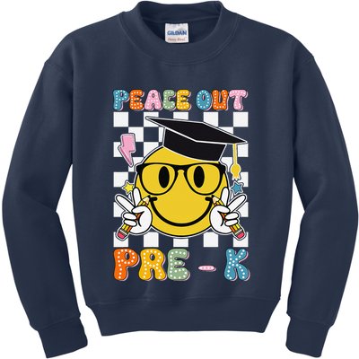 Peace Out Pre K Last Day Of School Smile Face Teachers Kids Sweatshirt