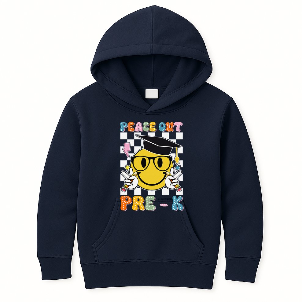 Peace Out Pre K Last Day Of School Smile Face Teachers Kids Hoodie