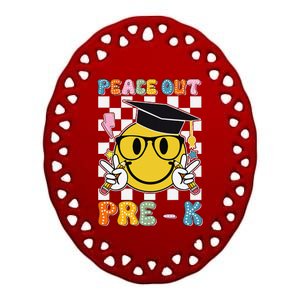 Peace Out Pre K Last Day Of School Smile Face Teachers Ceramic Oval Ornament