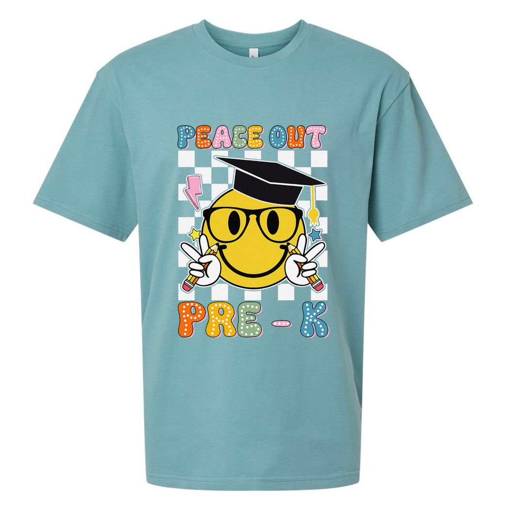 Peace Out Pre K Last Day Of School Smile Face Teachers Sueded Cloud Jersey T-Shirt