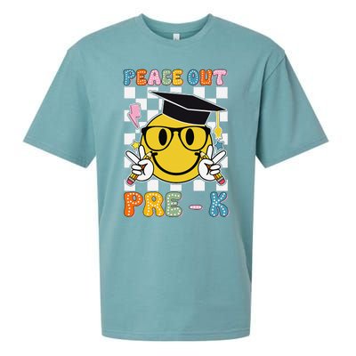 Peace Out Pre K Last Day Of School Smile Face Teachers Sueded Cloud Jersey T-Shirt