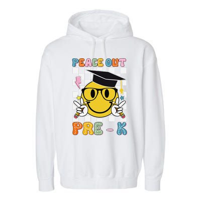 Peace Out Pre K Last Day Of School Smile Face Teachers Garment-Dyed Fleece Hoodie