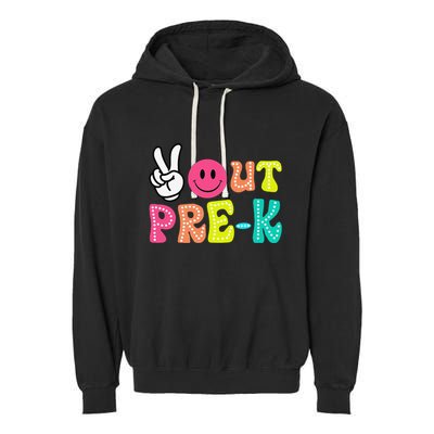 Peace Out Prek Graduation Class Of 2024 Last Day Of School Garment-Dyed Fleece Hoodie