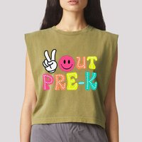 Peace Out Prek Graduation Class Of 2024 Last Day Of School Garment-Dyed Women's Muscle Tee
