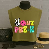 Peace Out Prek Graduation Class Of 2024 Last Day Of School Garment-Dyed Women's Muscle Tee